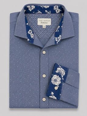 Ted Baker Endurance Button Down Shirt Size 16.5 Contrast Floral Cuff Preppy
